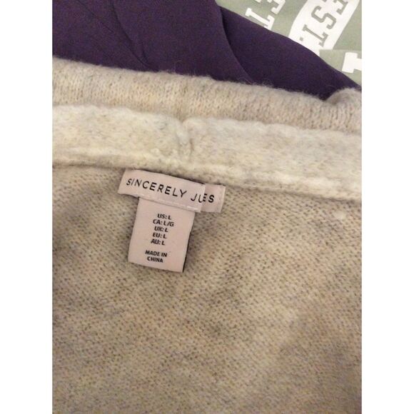 Sincerely Jules Soft Button Front Cardigan Sweater Tan Cropped Large L - Picture 4 of 5